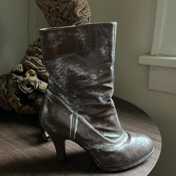 Dries Van Noten Shoes - dries van noten romantic goth silver tarnished platform booties 38 fits us 8
